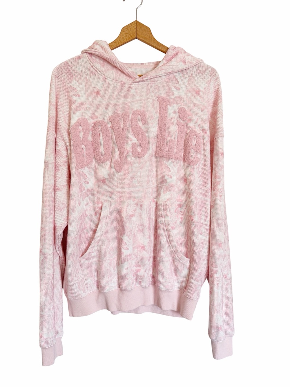 Boys Lie Pink Manhunt Relaxed Waffle Knit Hoodie size M/L